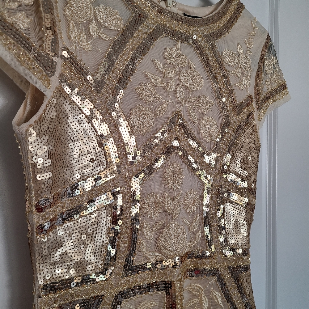 Lulus - Spread Your Shine Gold Sequin Embroidered Bodycon Dress, Small - Picture 7 of 13